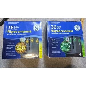 Set of 2 Vintage GE Holiday Classics 36 Lights Filigree Christmas Ornaments